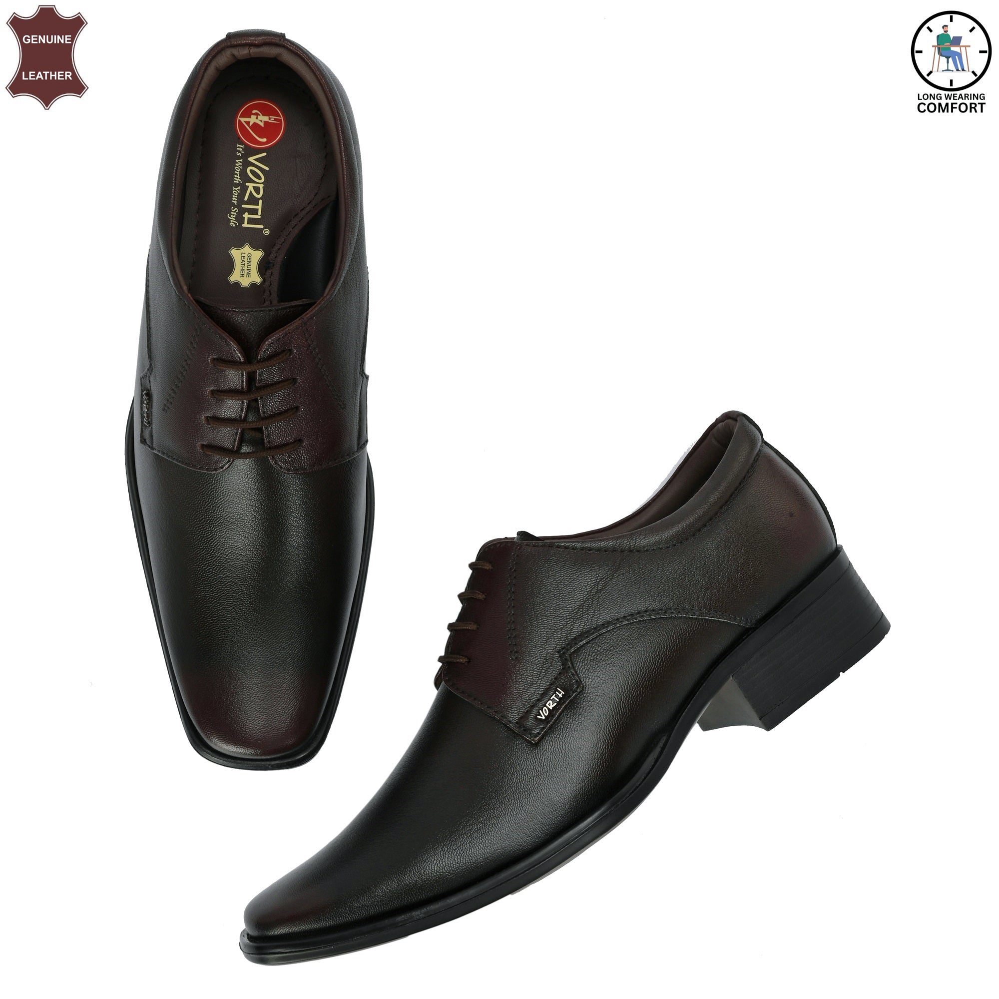 Formal Wear Brown Shoes For Men (44250) | Office Lace-up Shoes.