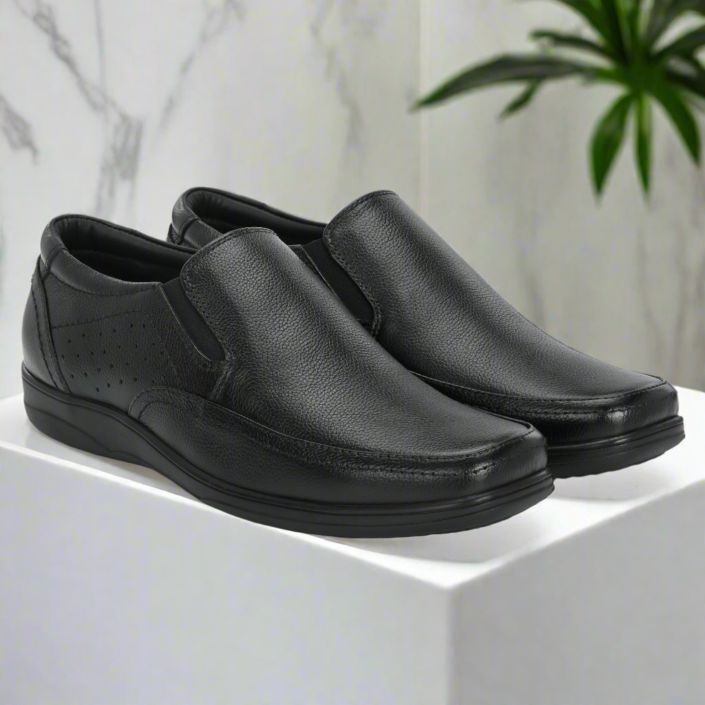 Men’s Stylish Black Slip-on Shoes | Vorth Black Leather Shoes 1794401 | Office Essentials |