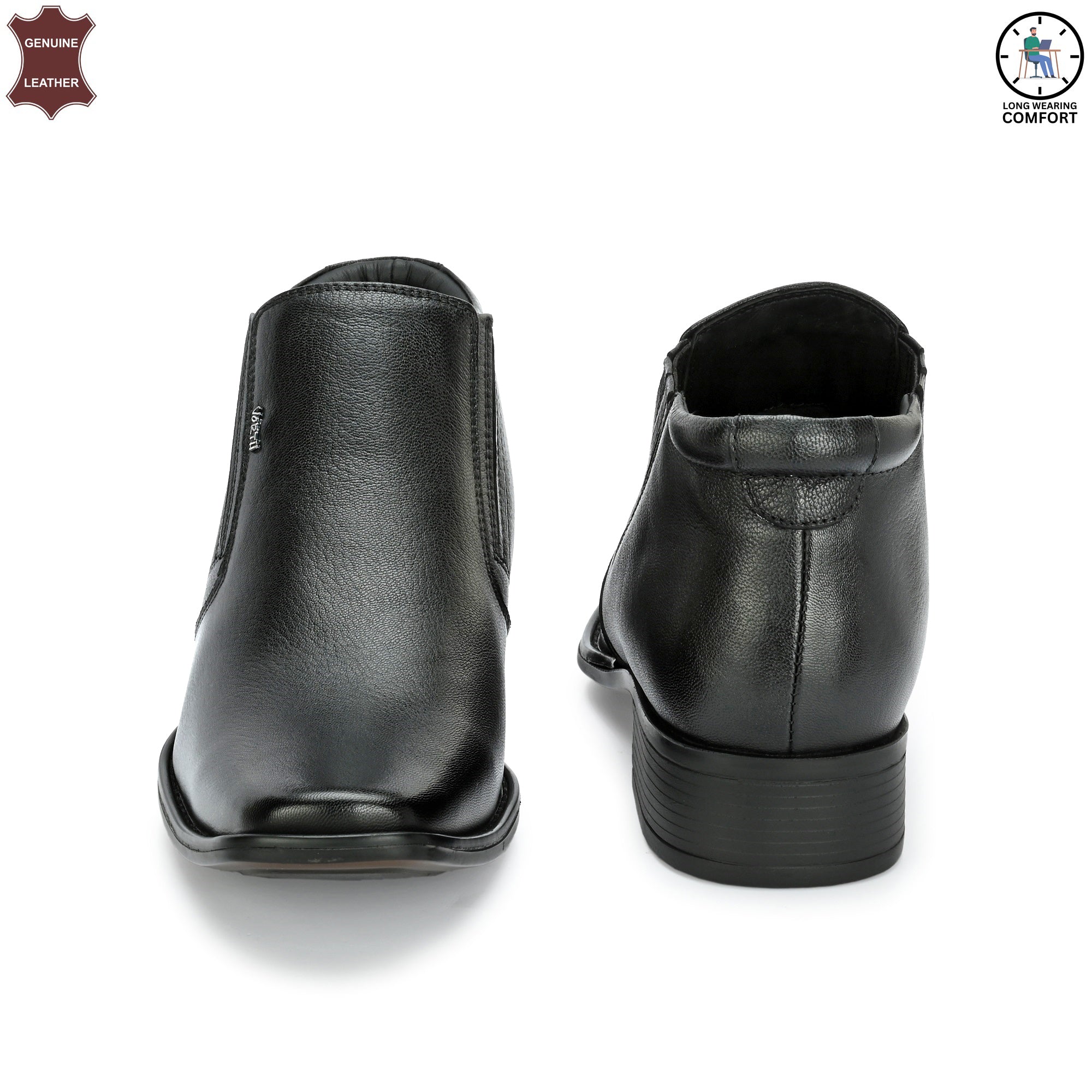 Stylish Men’s Ankle Boots | Premium Leather | Arch Support | High Heel Comfort | Black Fashion Boots | All-Day Wear | Vorth 44378 Black