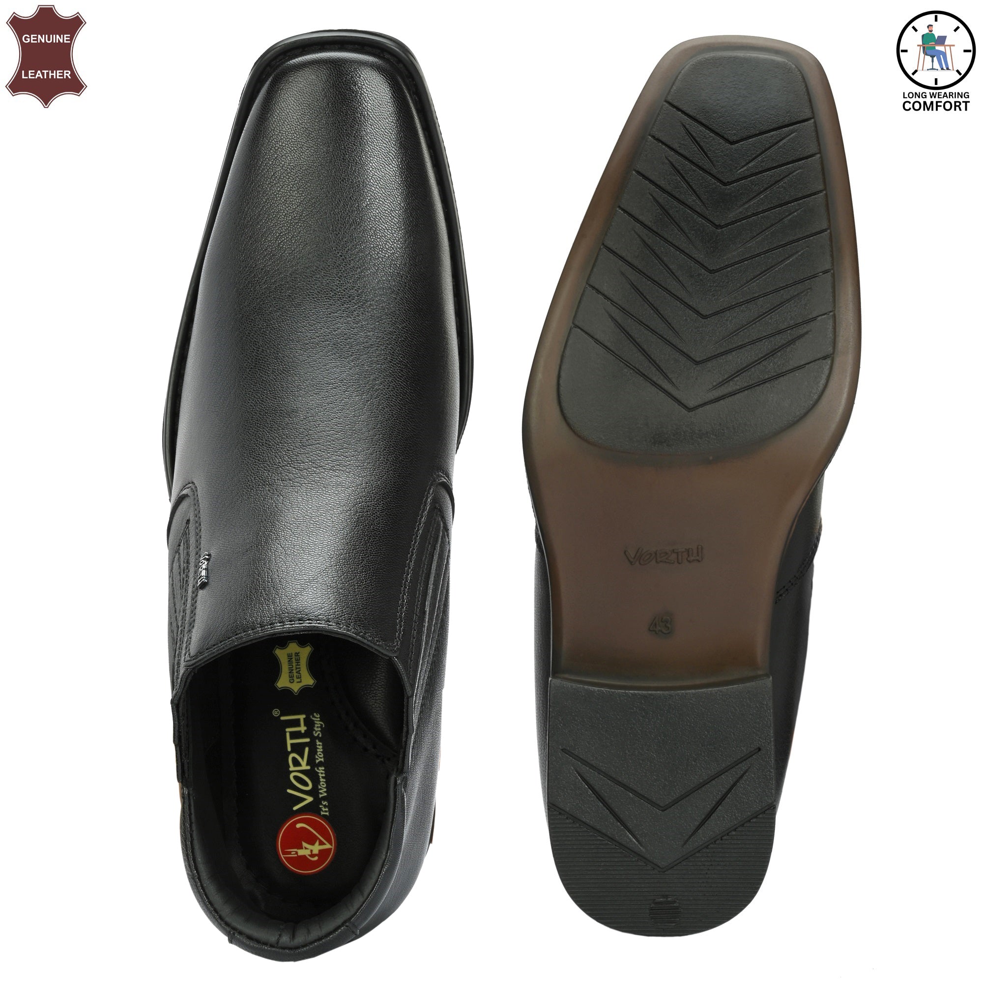 Stylish Men’s Ankle Boots | Premium Leather | Arch Support | High Heel Comfort | Black Fashion Boots | All-Day Wear | Vorth 44378 Black